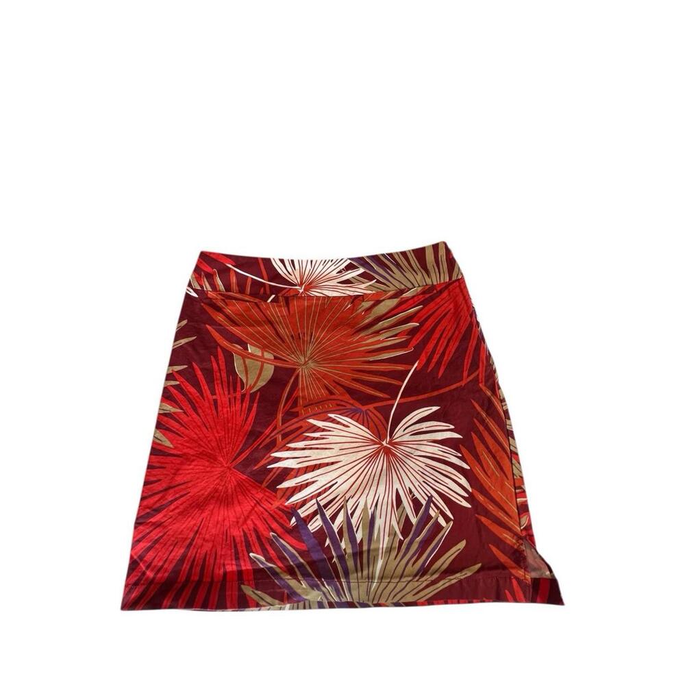 Vintage Y2K GAP Red Tropical Palm Leaf A-Line Skirt Cotton Women’s Size 8